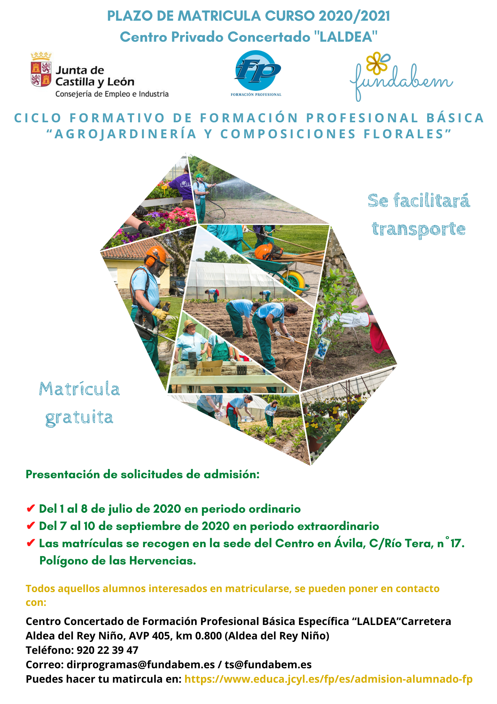 ABIERTO EL PLAZO DE ADMISIÓN F.P.B “AGROJARDINERÍA Y COMPOSICIONES FLORALES” PARA EL CURSO 2020/2021