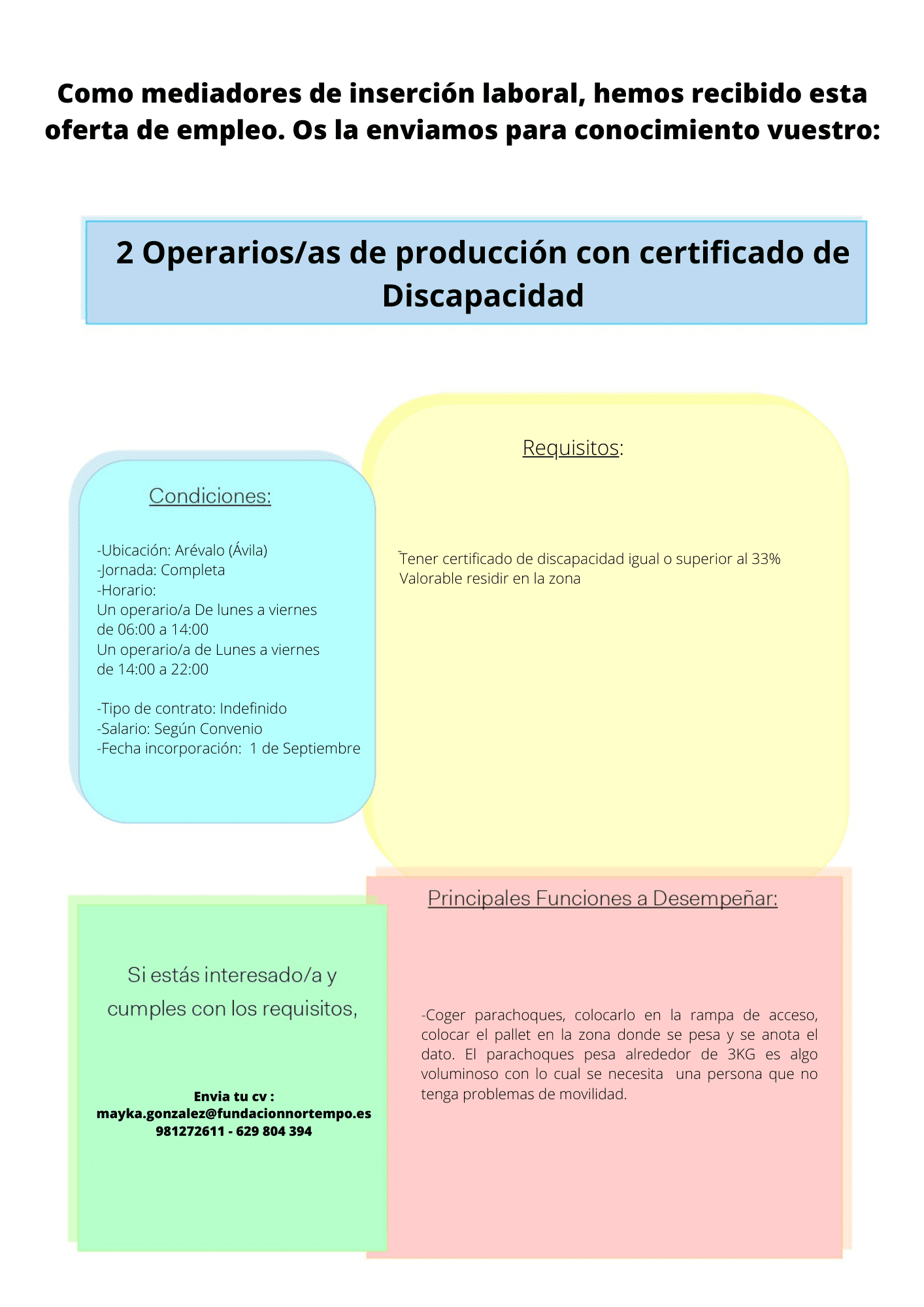 Oferta de empleo en Árevalo